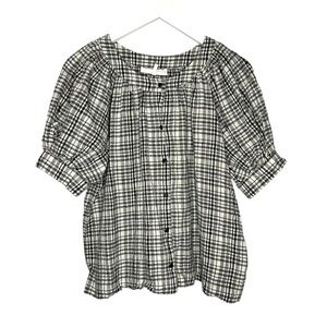 The Great Carriage Top Black White Plaid Size 0